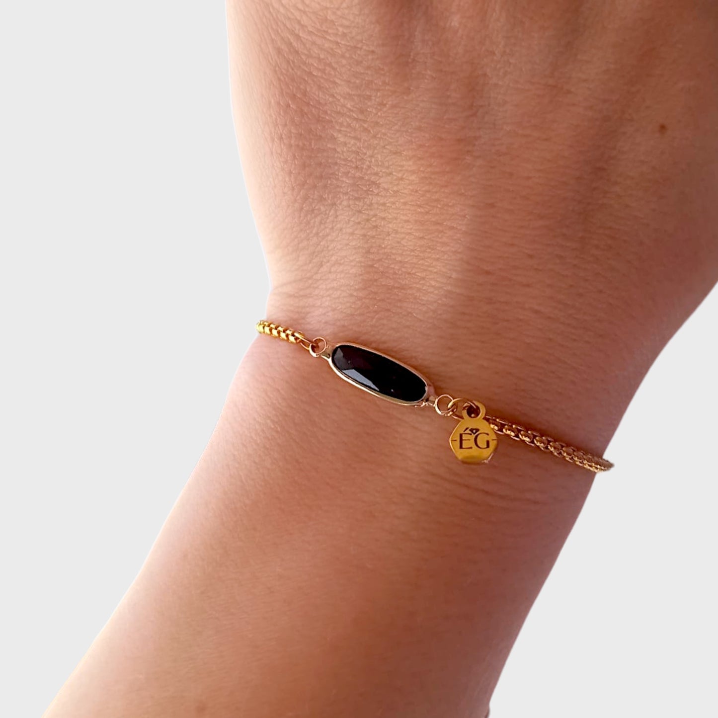 Black Onyx Baguette Adjustable Bracelet