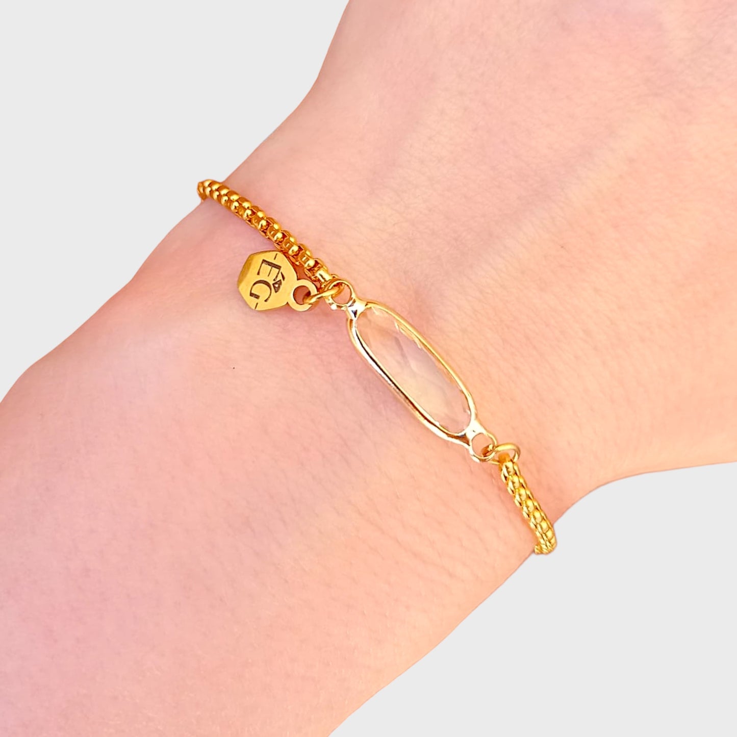 White Topaz Baguette Adjustable Bracelet