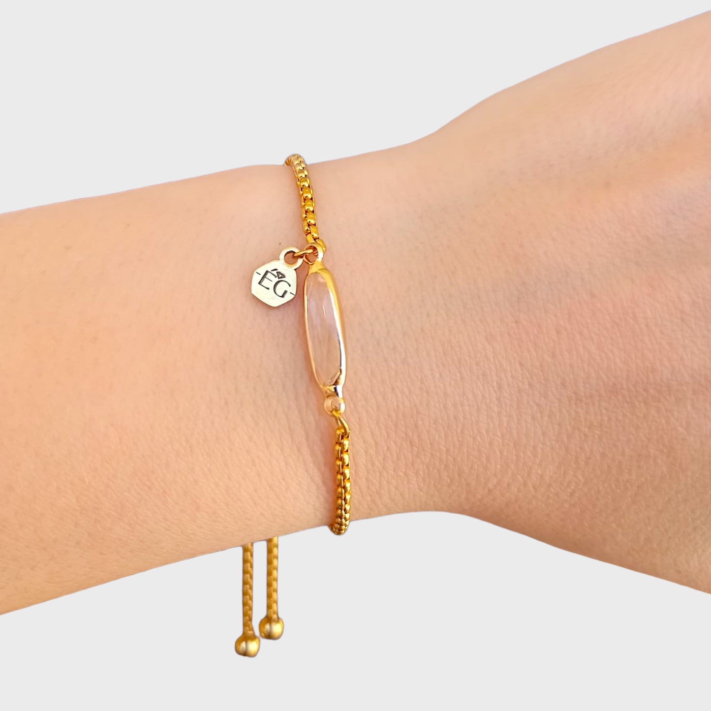 White Topaz Baguette Adjustable Bracelet