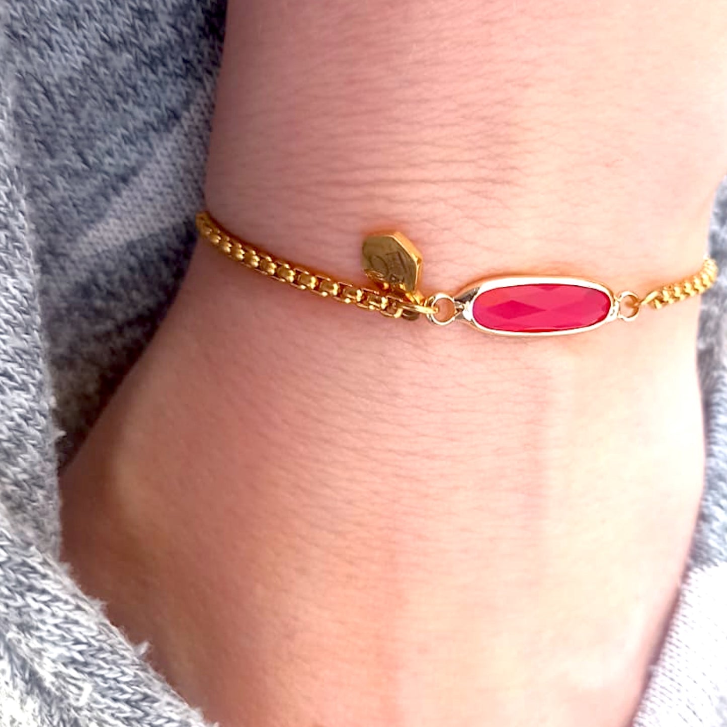 Garnet Baguette Adjustable Bracelet