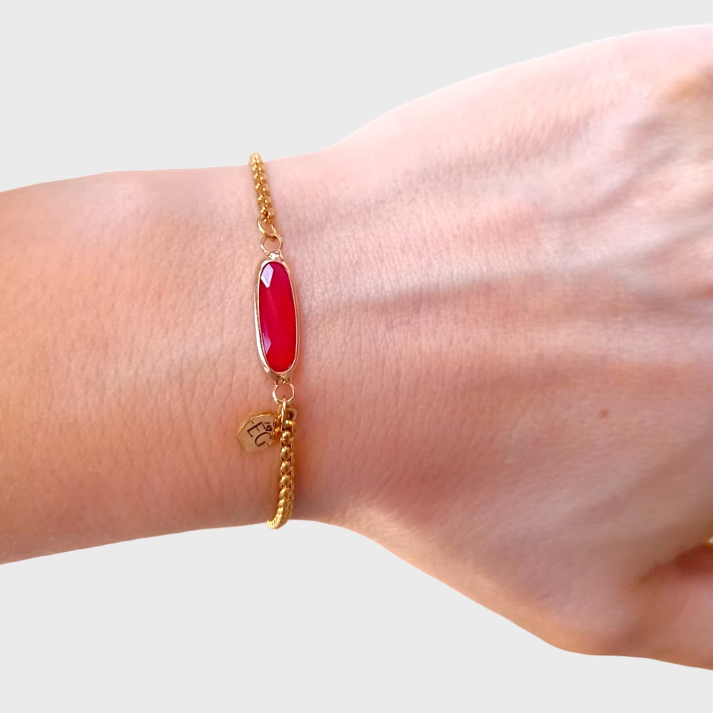 Garnet Baguette Adjustable Bracelet