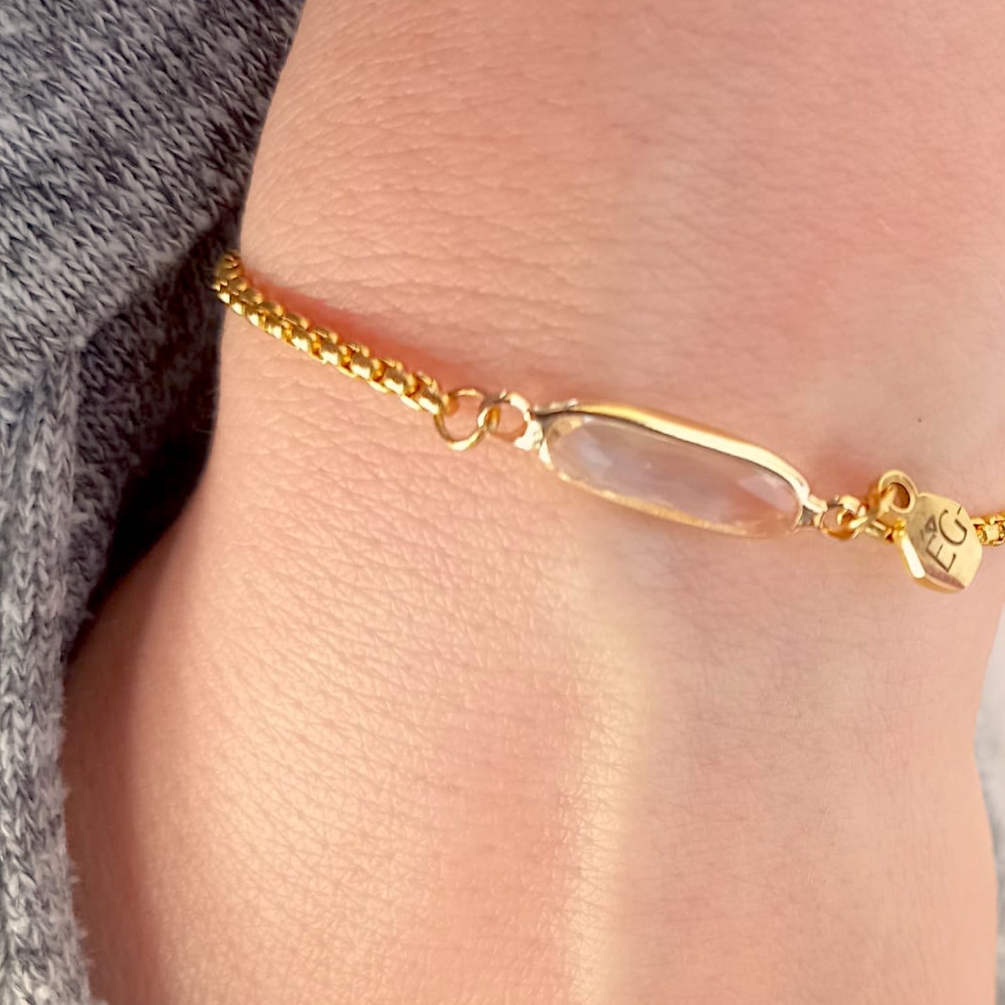 White Topaz Baguette Adjustable Bracelet