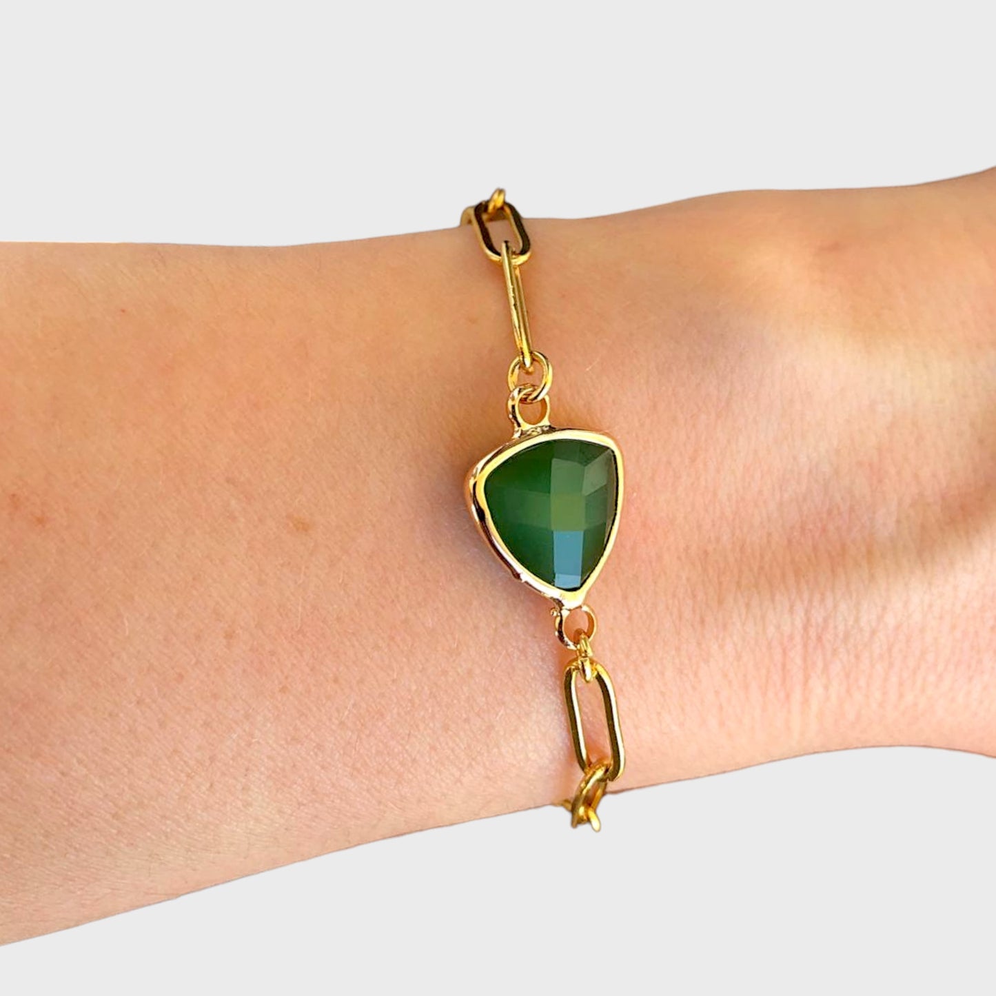 May Birthstone Paperclip Bracelet