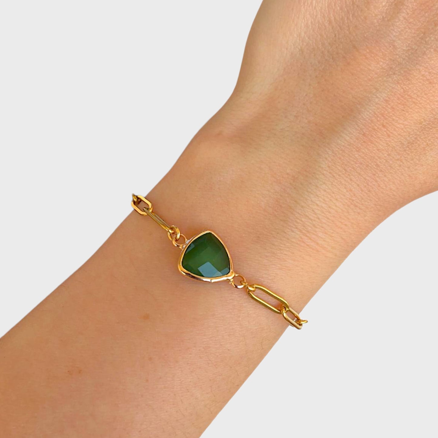 May Birthstone Paperclip Bracelet