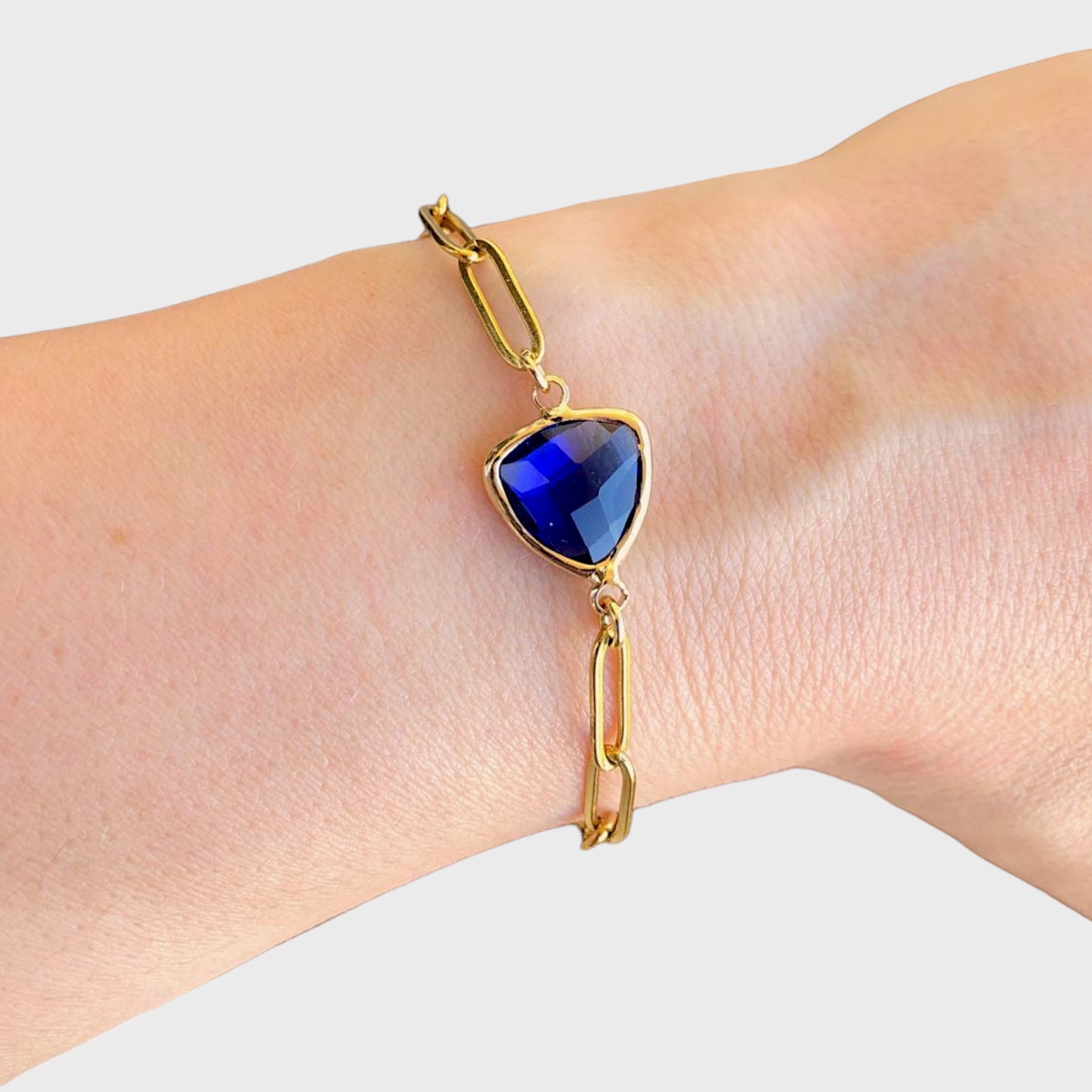 Sapphire Birthstone Paperclip Bracelet