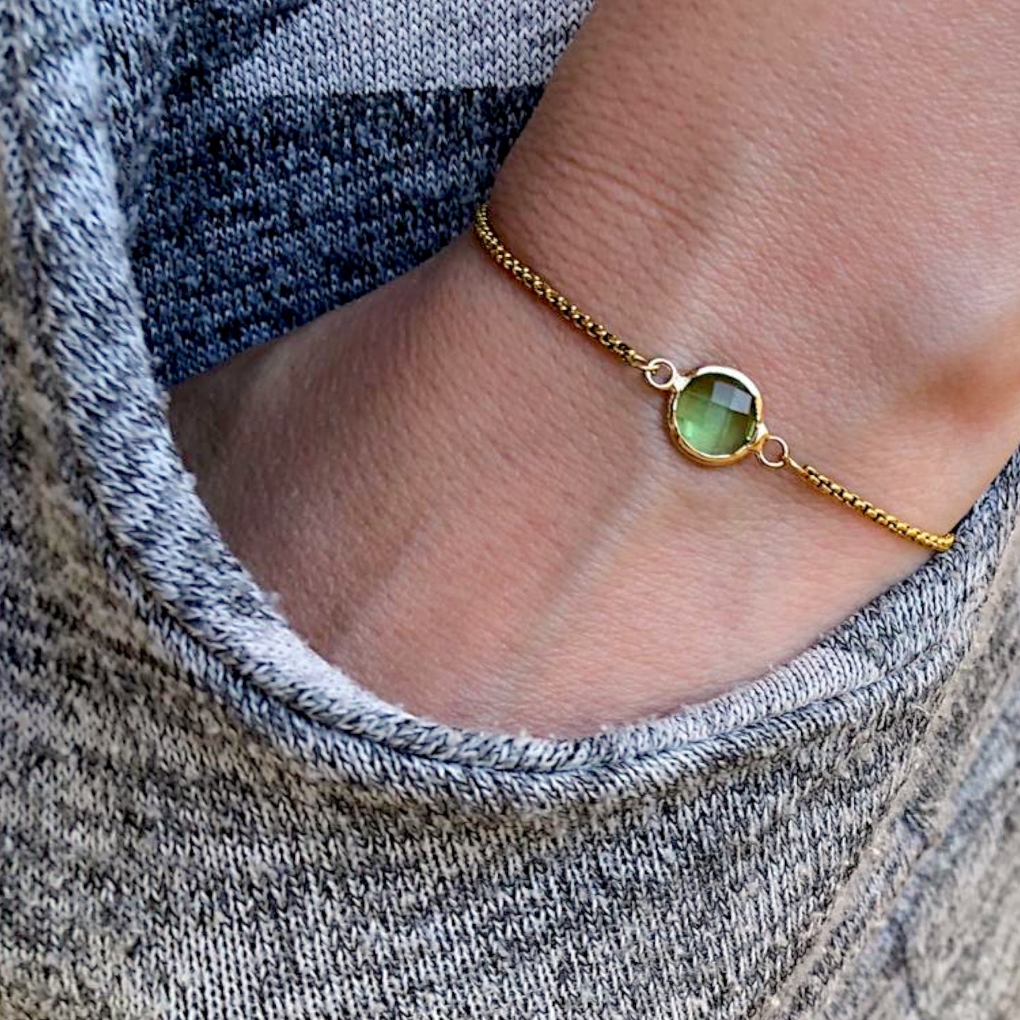 Peridot Circle Adjustable Bracelet