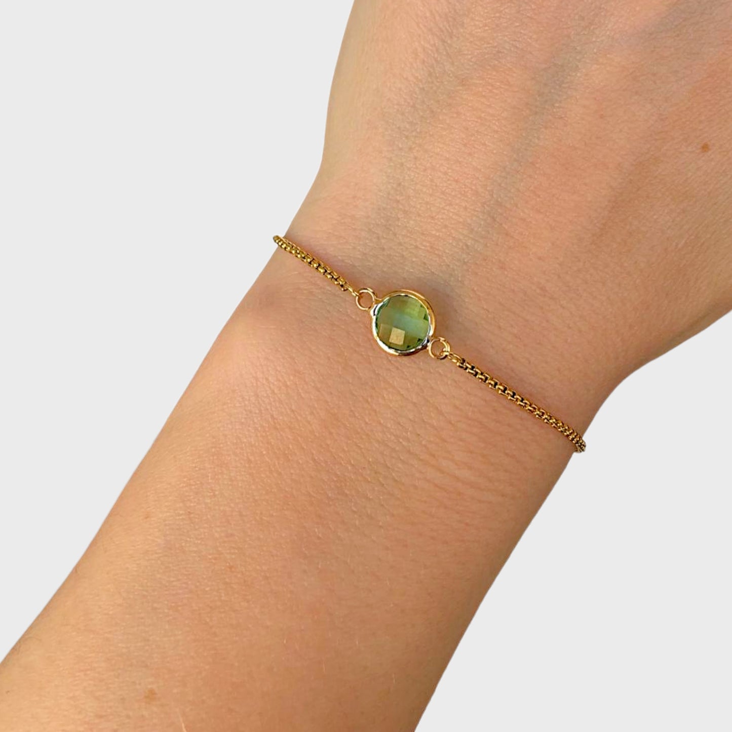 Peridot Circle Adjustable Bracelet