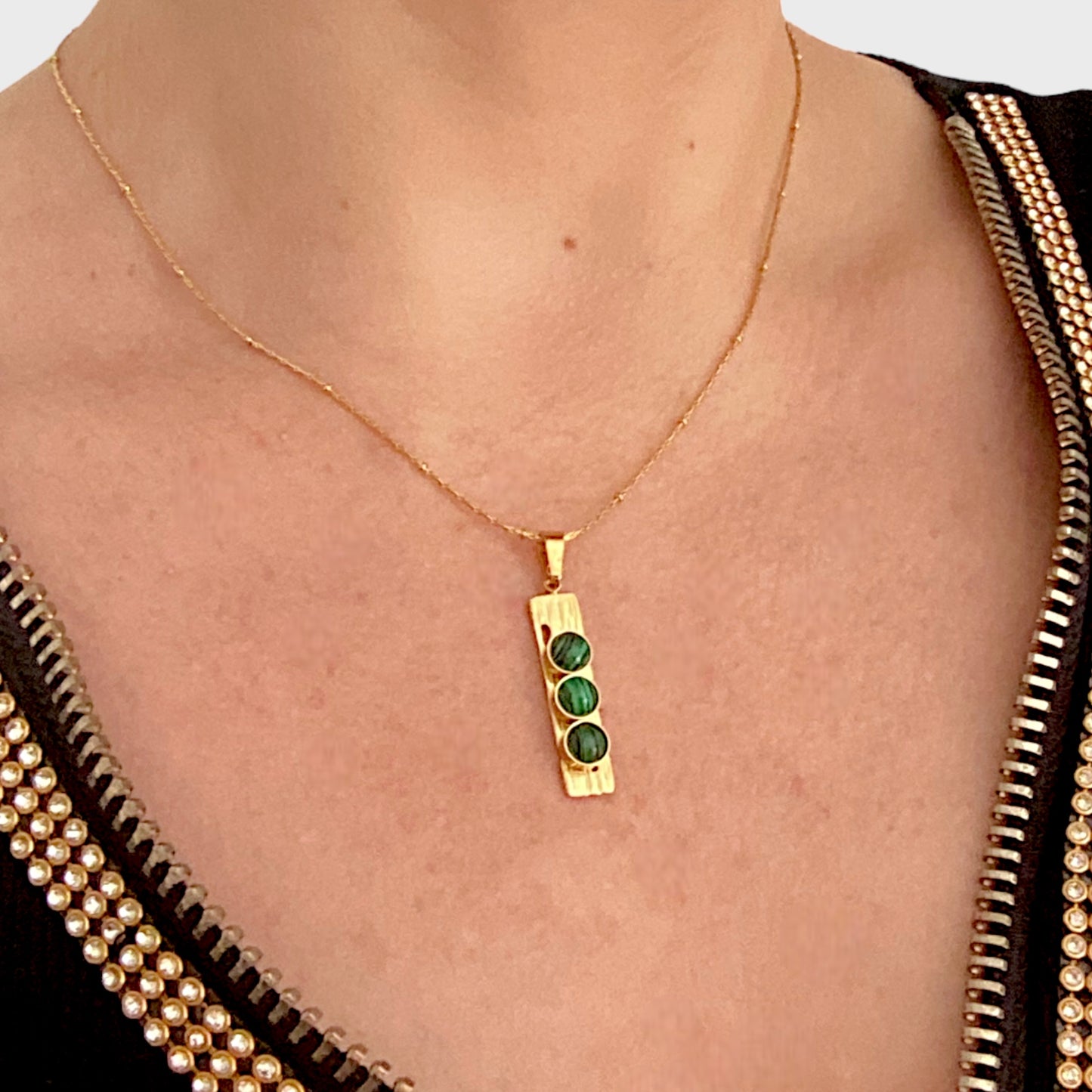 Malachite Three Stone Necklace