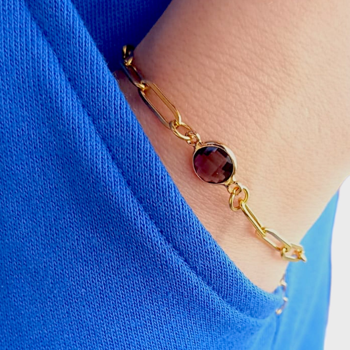 Amethyst Paperclip Gold Bracelet