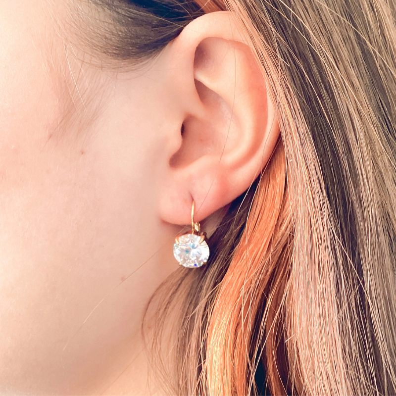 Luxury White Quartz Gold Earrings