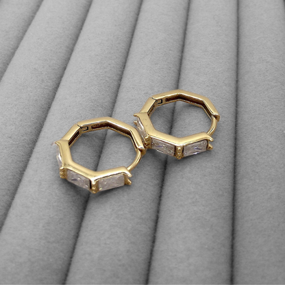 White Quartz Gold Huggies