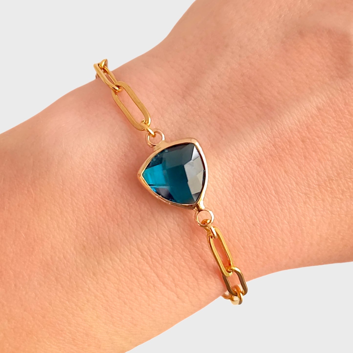 Blue Topaz Birthstone Paperclip Bracelet