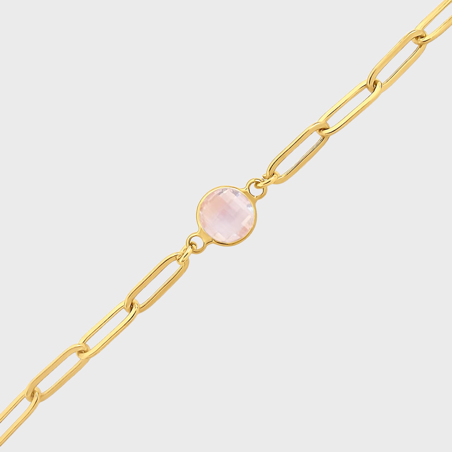 White Topaz Gold Paperclip Bracelet