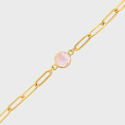 White Topaz Gold Paperclip Bracelet