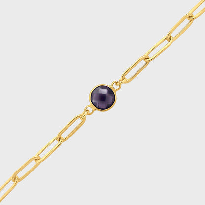 Amethyst Paperclip Gold Bracelet