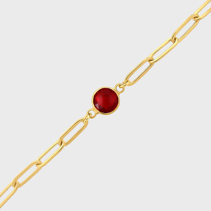 Garnet Gold Paperclip Bracelet