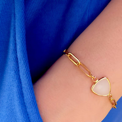 Moonstone Birthstone Paperclip Bracelet