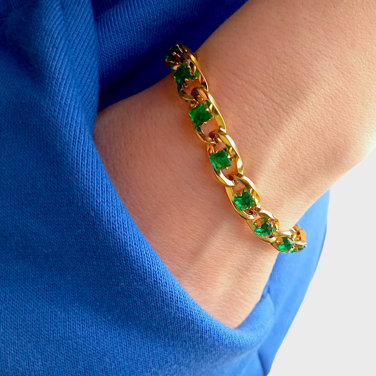 Luxury Emerald Cuban Link Bracelet