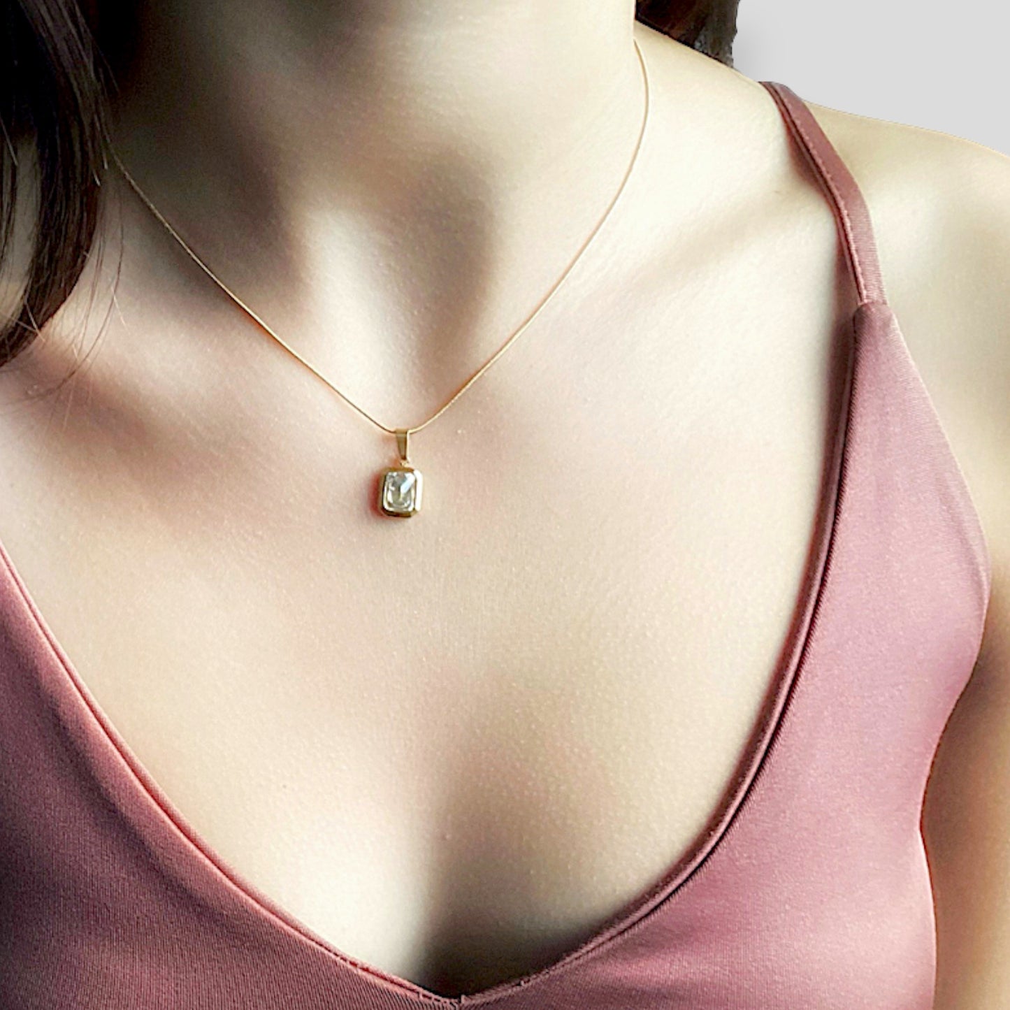 Minimalist White Quartz Charm Necklace