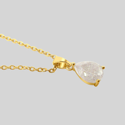 18K April Gemstone Teardrop Necklace