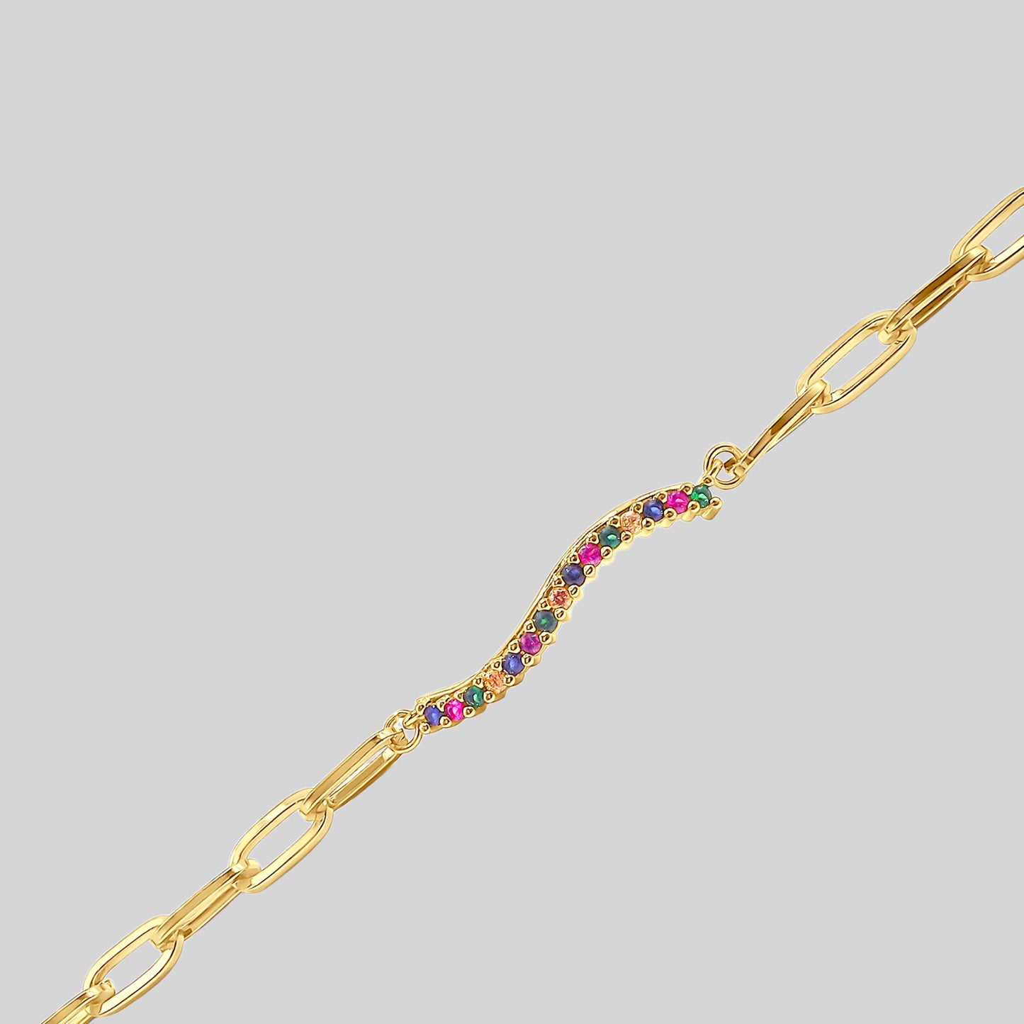 Rainbow Paperclip Geometric Bracelet