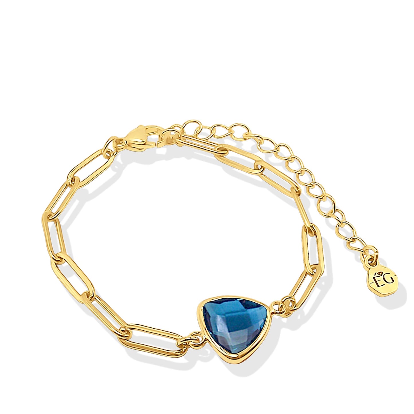 Blue Topaz Birthstone Paperclip Bracelet