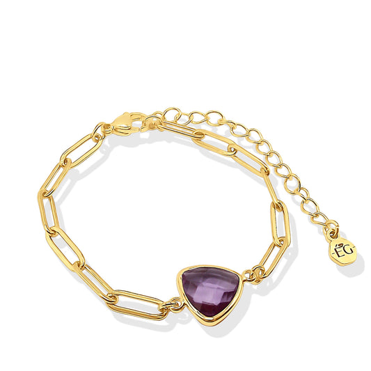 Amethyst Birthstone Paperclip Bracelet