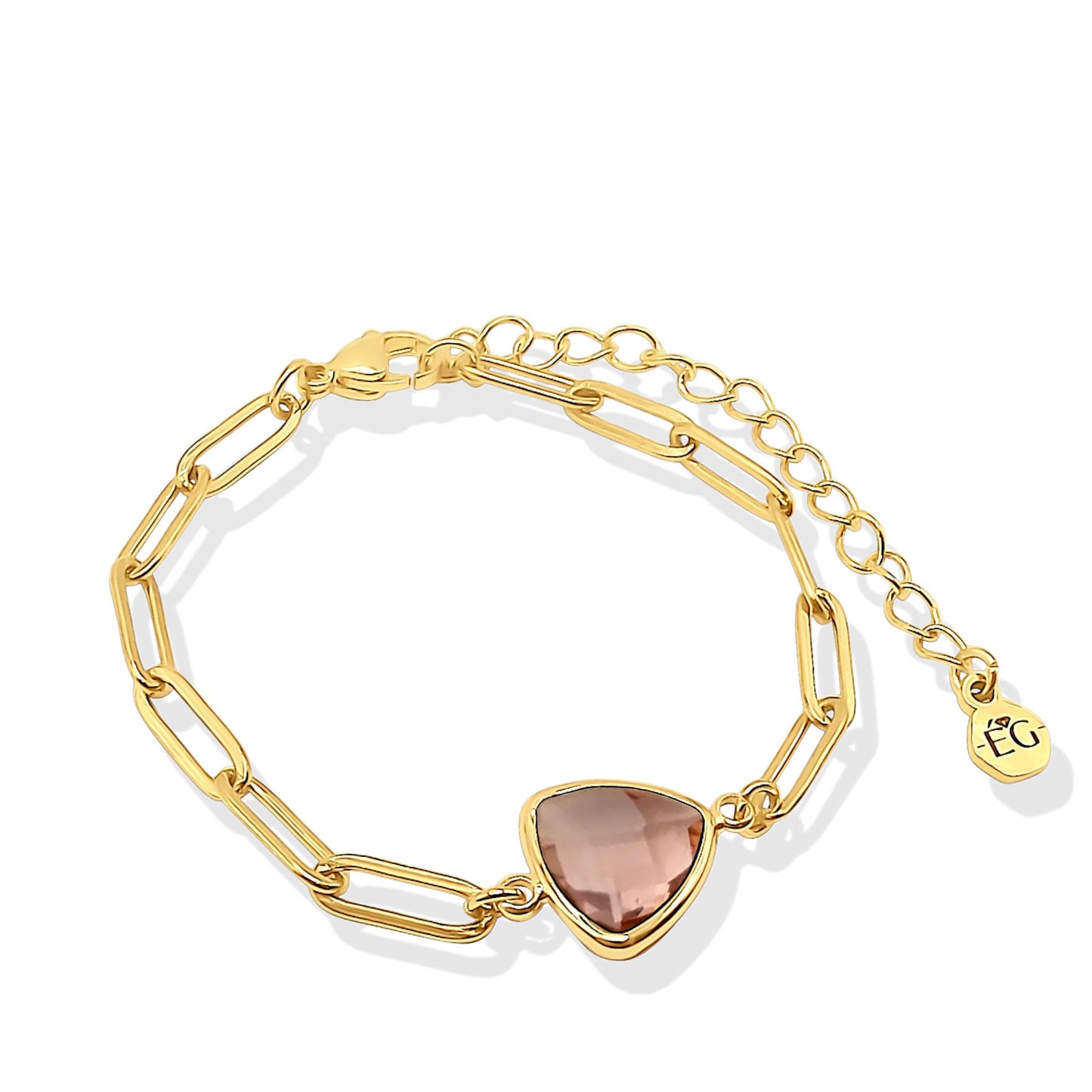 Rose Quartz  Birthstone Paperclip Bracelet