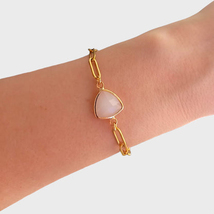 Moonstone Birthstone Paperclip Bracelet