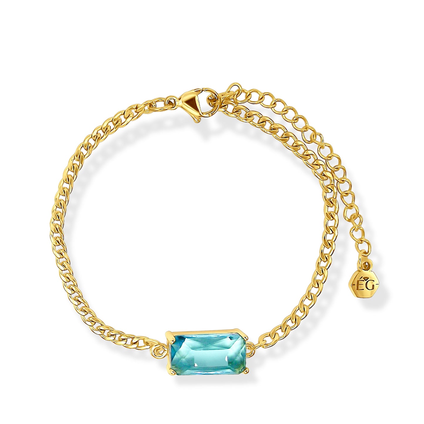 Aquamarine Gold Link Bracelet