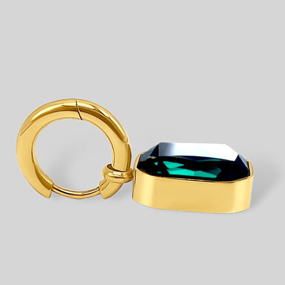 Emerald Hoop Drop Earrings