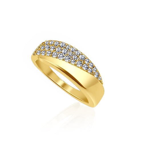 White Topaz Gold Sun Ring