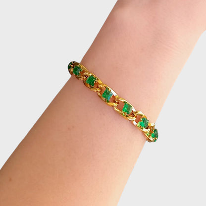 Luxury Emerald Cuban Link Bracelet