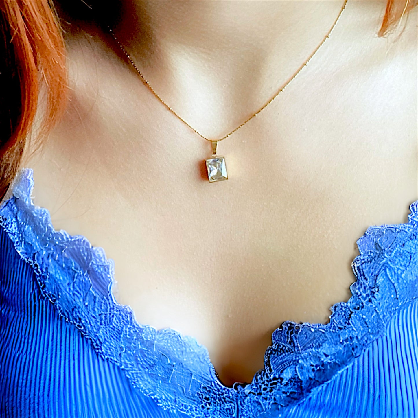 White Quartz Zirconia Stone Necklace