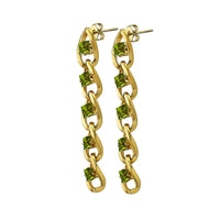 18K Peridot Cuban Chain Earrings