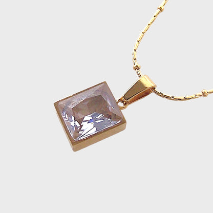 White Quartz Zirconia Stone Necklace