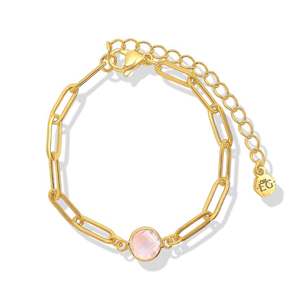 White Topaz Gold Paperclip Bracelet