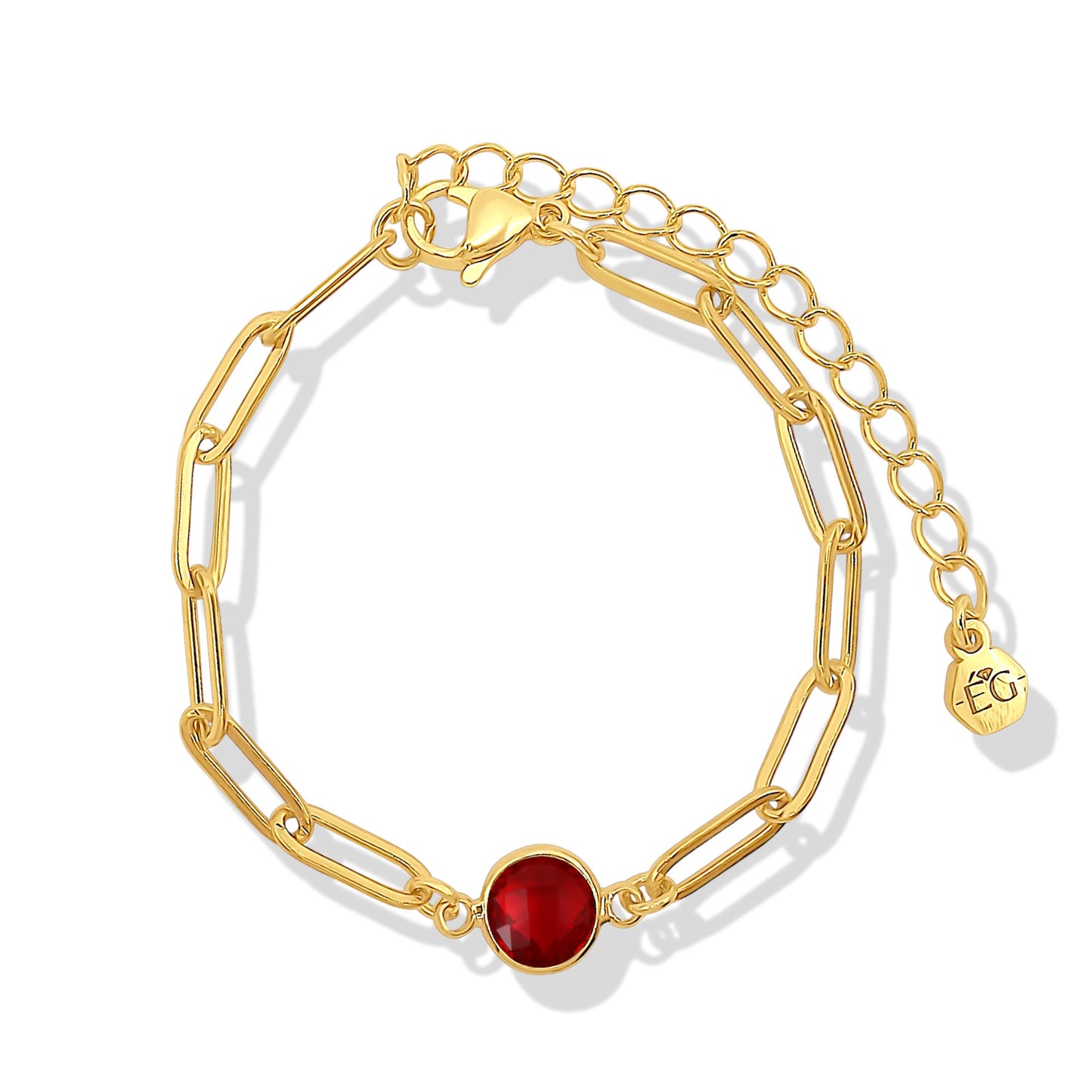 Garnet Gold Paperclip Bracelet