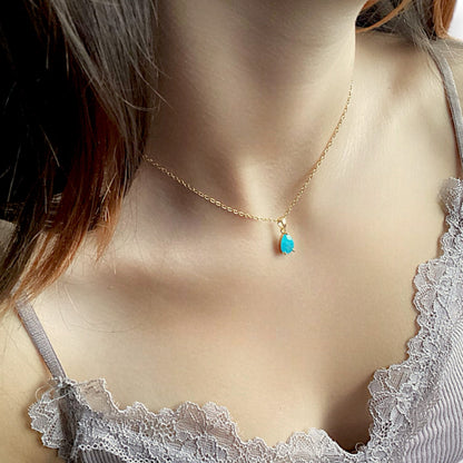 18K March Gemstone Teardrop Necklace