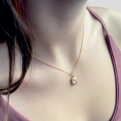 Minimalist White Quartz Charm Necklace