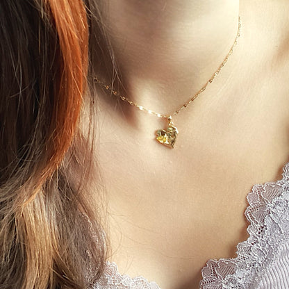 Citrine Birthstone Heart Necklace