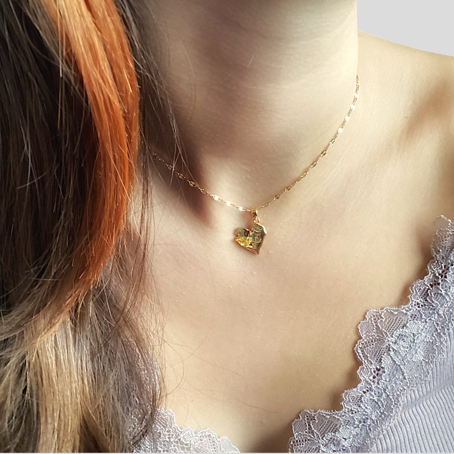 Citrine Birthstone Heart Necklace