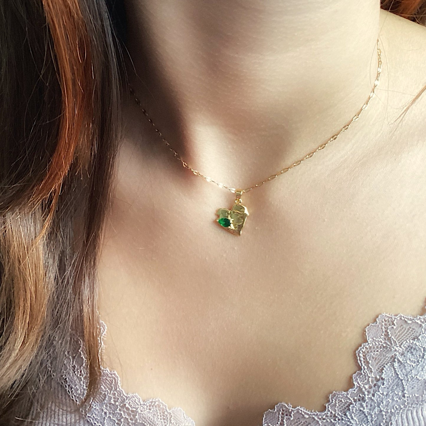Emerald  Heart Necklace