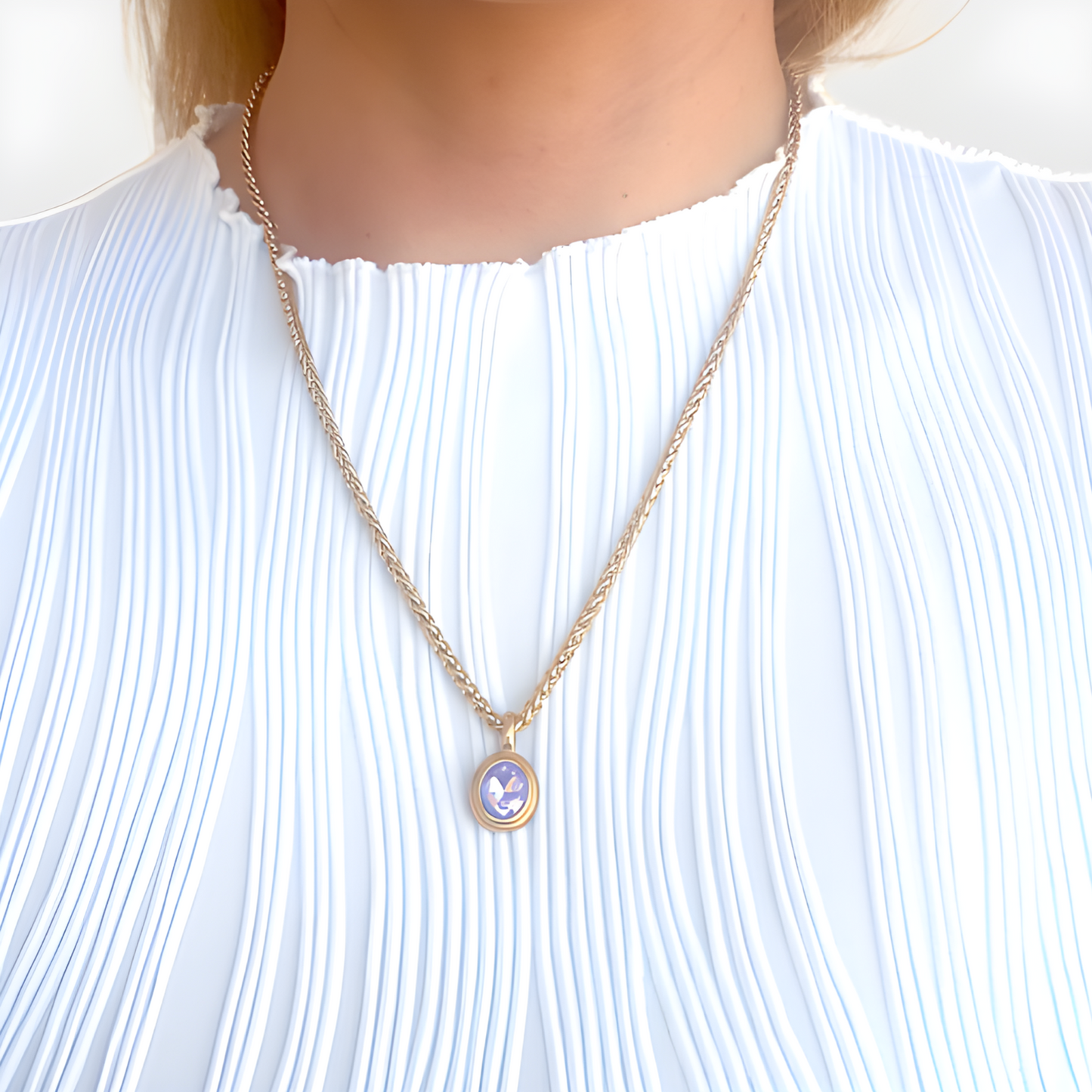 June Gemstone Keel Link Chain Necklace