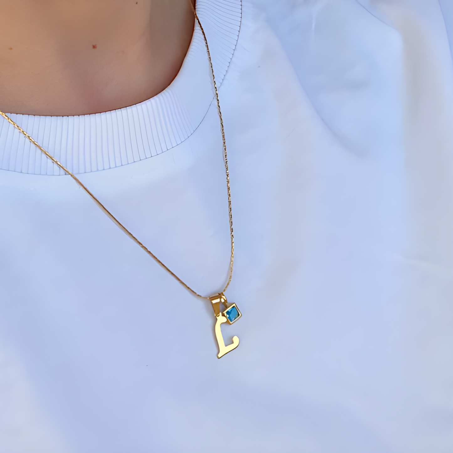 Aquamarine Personalised Birthstone Necklace