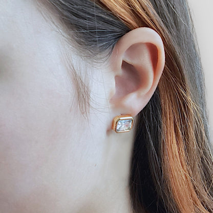White Topaz Stud Earrings