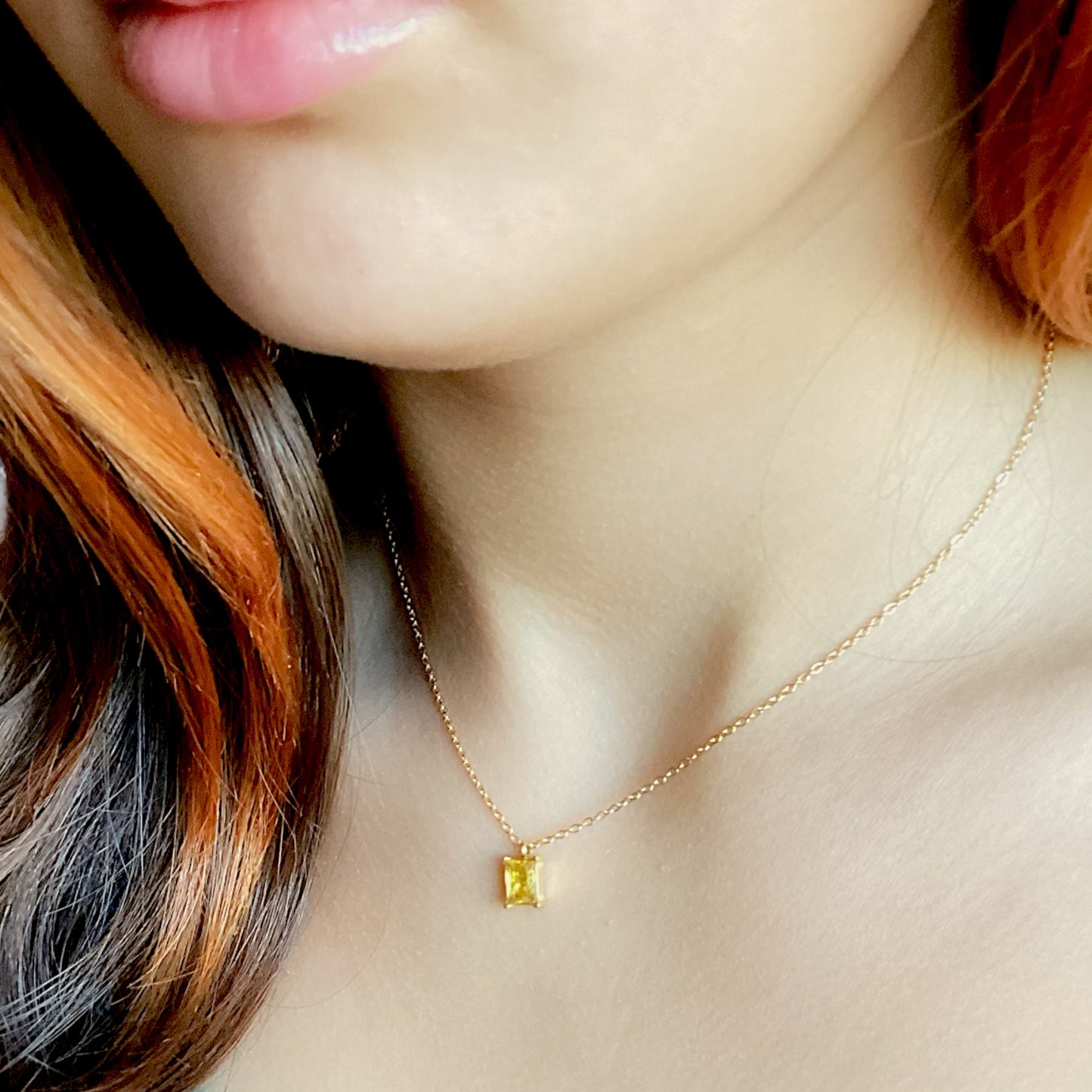 Citrine Gemstone Gold Necklace