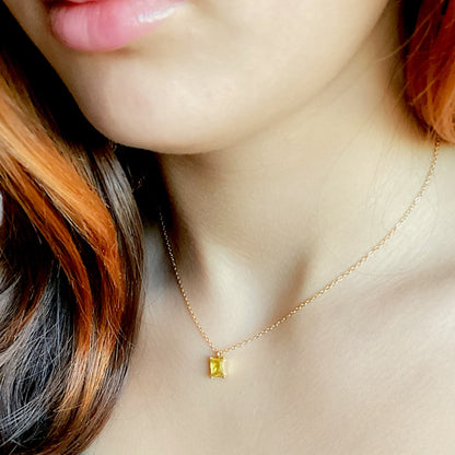 Citrine Gemstone Gold Necklace