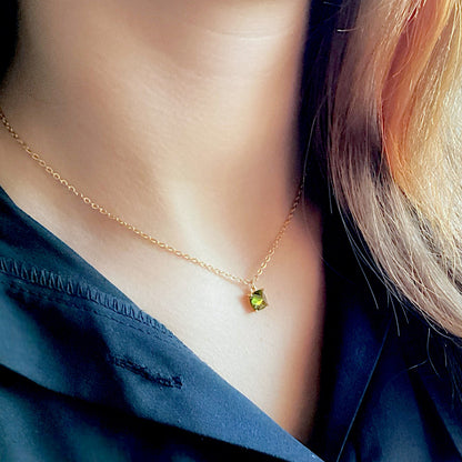 18K Peridot Birthstone Necklace