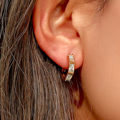 White Quartz Gold Huggies